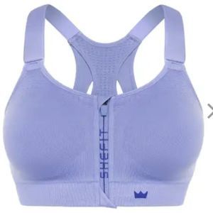 Sports Bra Low Impact Lilac Periwinkle Blue Zip Padded Size Medium New